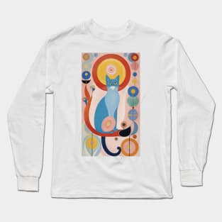 Hilma af Klint's Feline Fantasia: Abstract Whimsy Long Sleeve T-Shirt